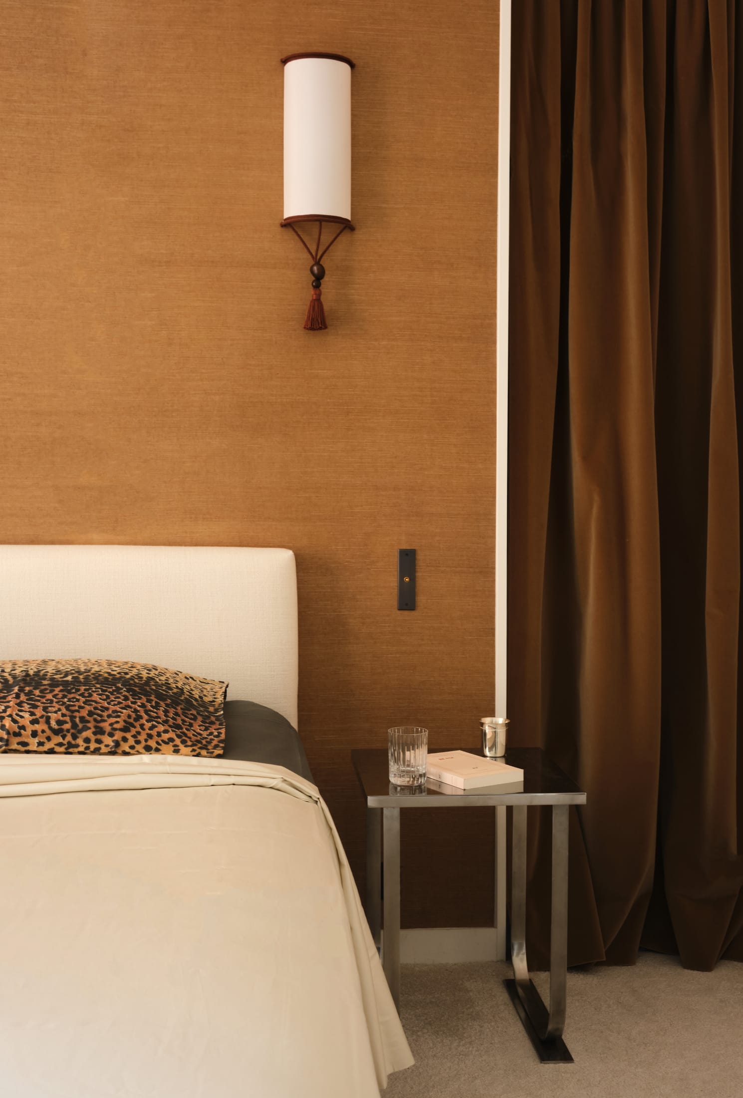 Detail shot of fluted wood textures and architectural hardware.