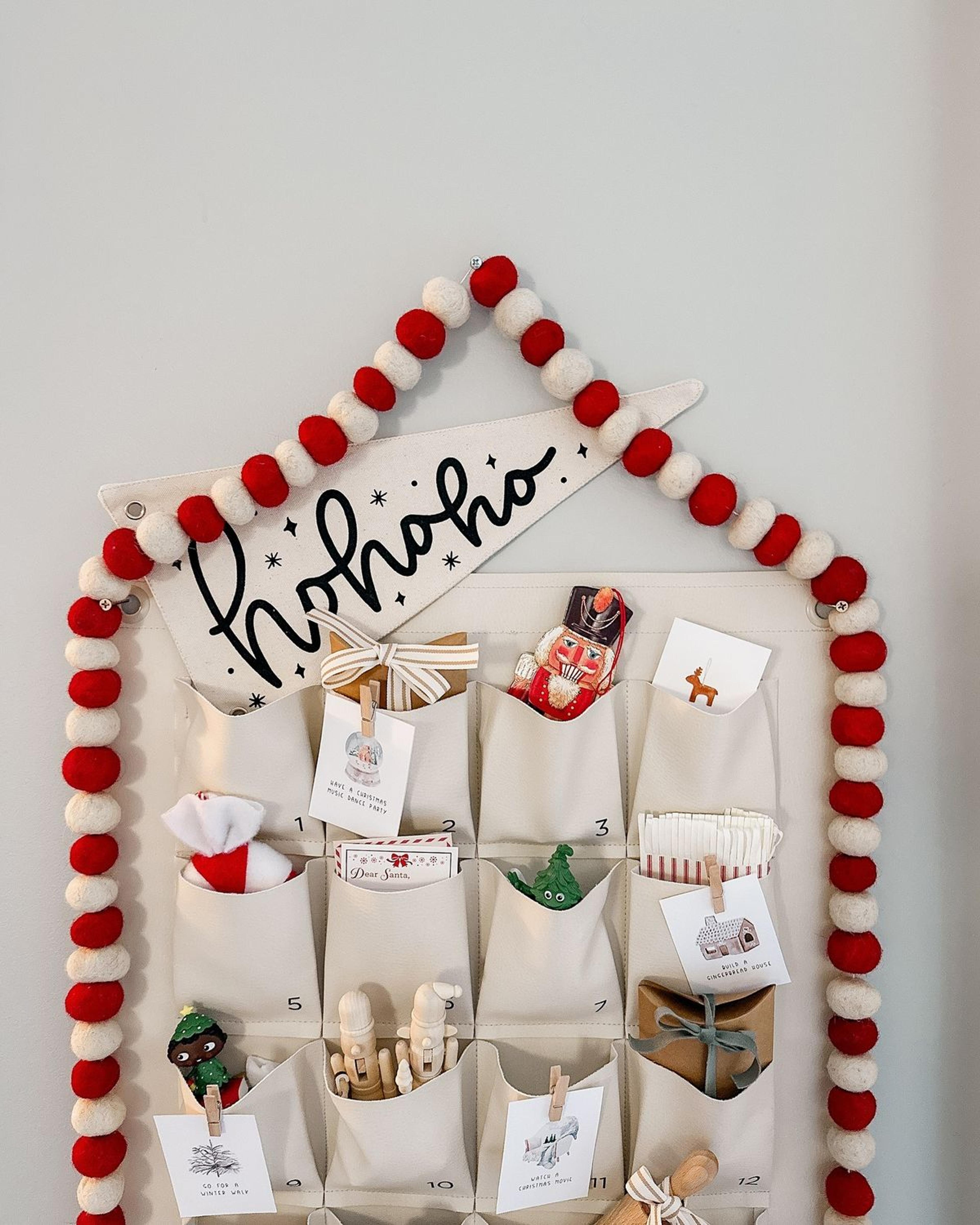 Eco-friendly DIY advent calendar using recycled paper and natural string.