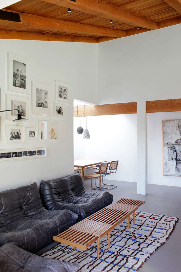 Vintage leather Togo sofas in a high-end Beverly Hills interior.