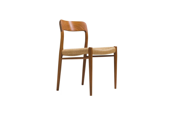 A set of four vintage Niels Otto Møller Model 75 dining chairs.