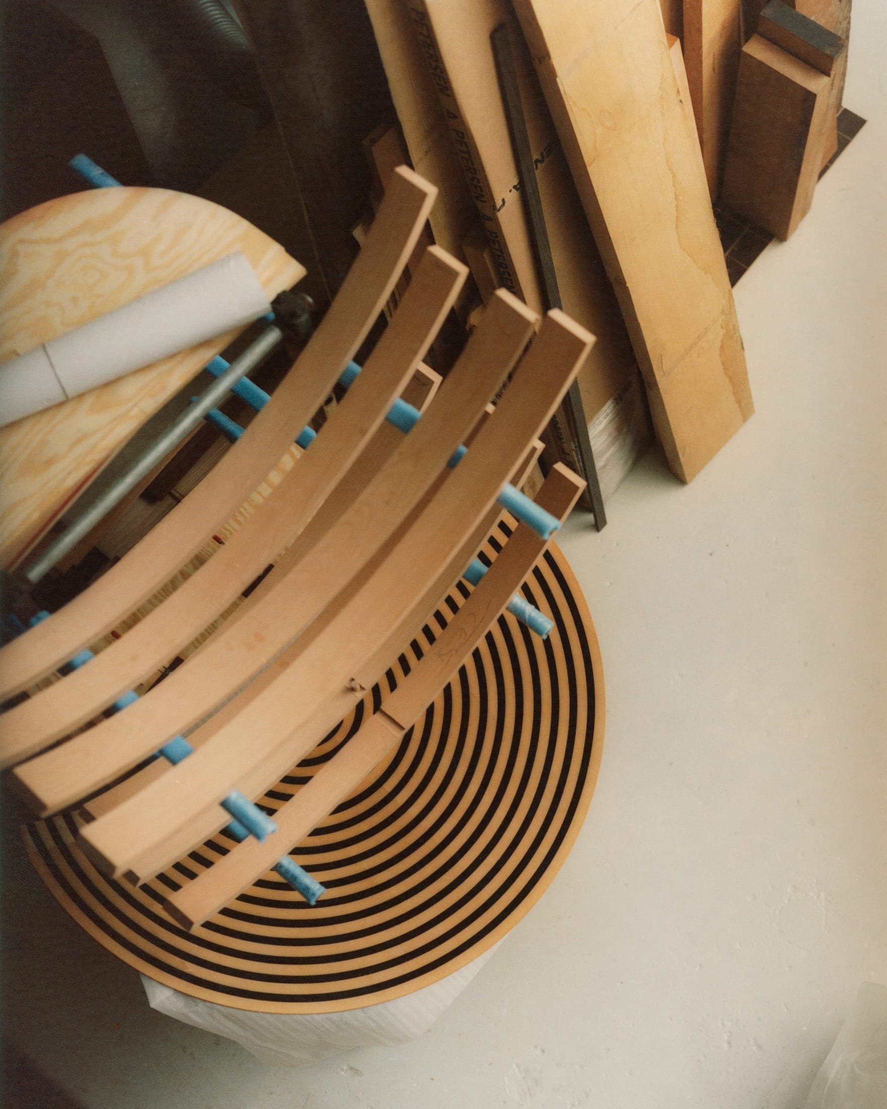 The Bench for Two in a bold pink finish with a signature black dot.