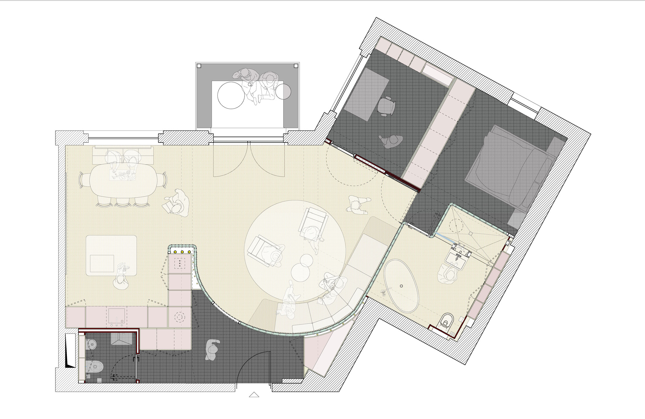 Architectural floorplan of the B32 apartment renovation by Studio Karhard.