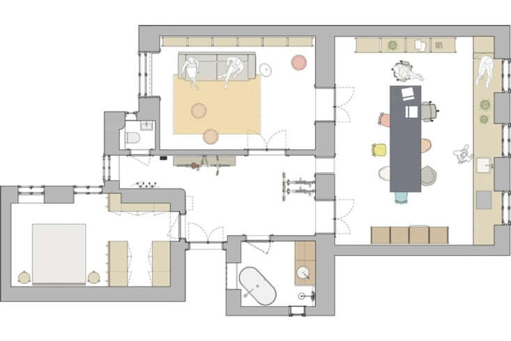 Architectural floor plan of the Vienna apartment showing the central location of the entry storage.