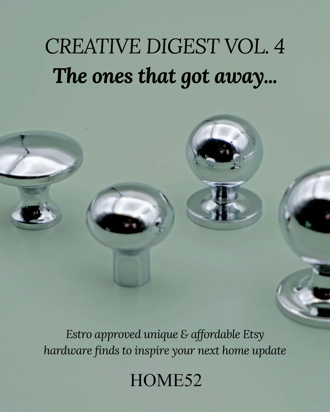 A variety of modern handles and knobs displayed together in different metallic tones.