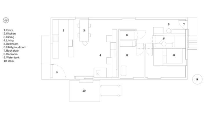 Top-down architectural floor plan of the shearing shed conversion.