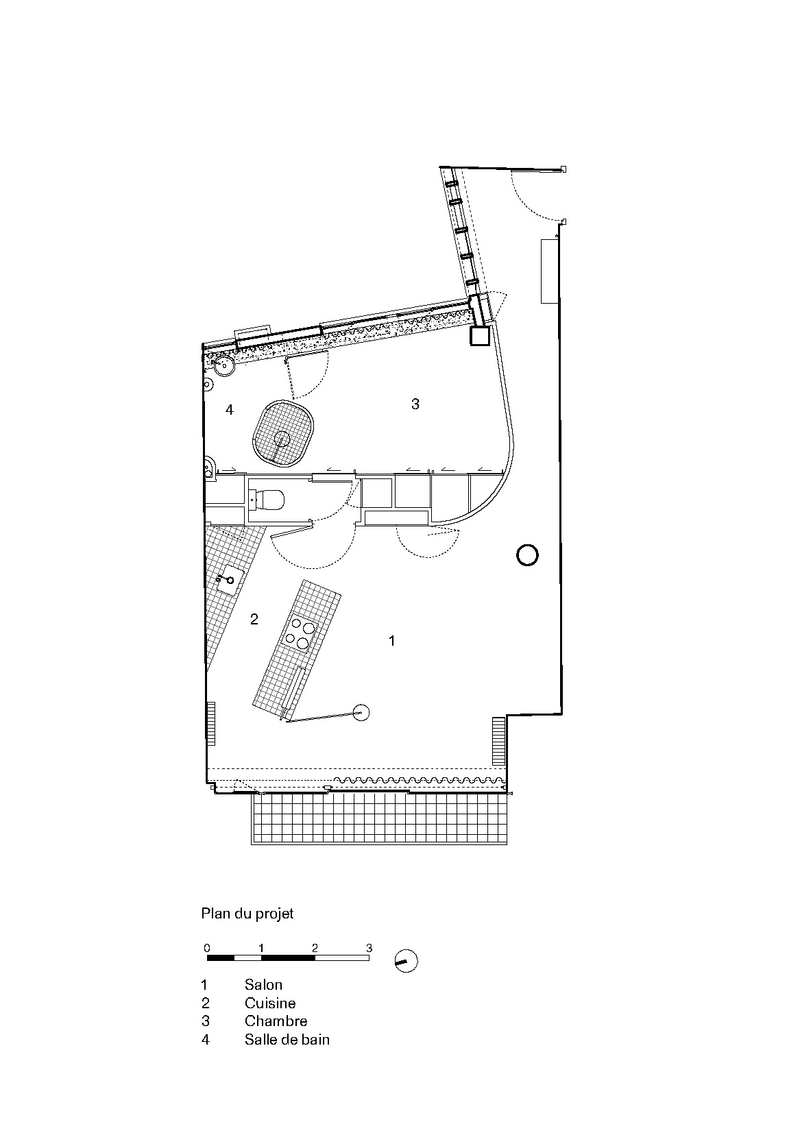 The new architectural floor plan designed by RREEL to restore the original three-room system.