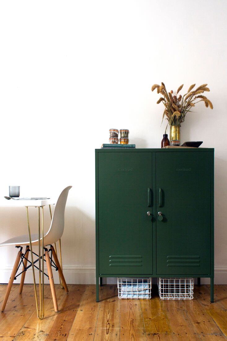 Interior view of 'The Midi' and 'The Skinny' lockers showing hanging rails and shelves.