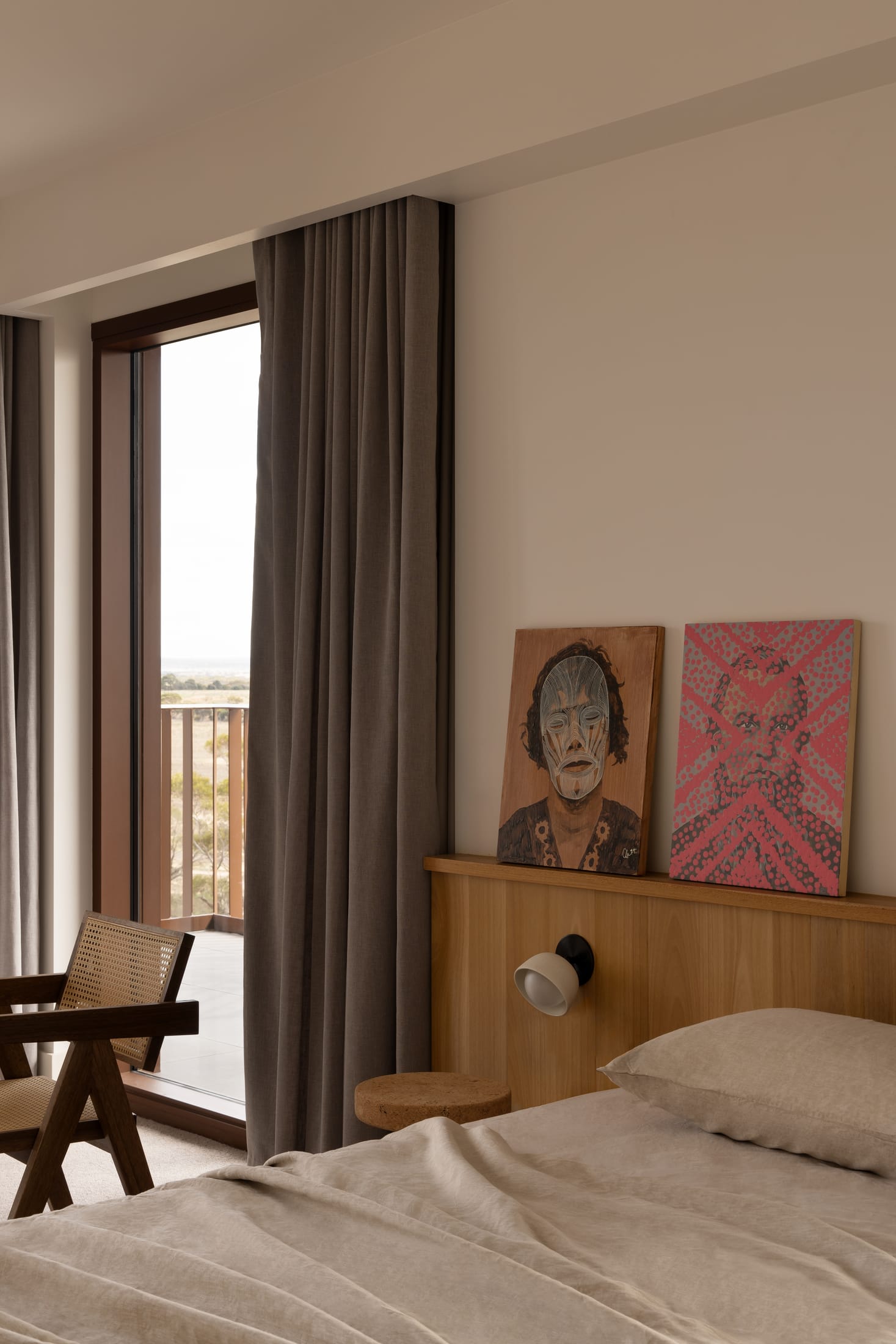 Interior view showing detailed wall textures and curated decorative elements.