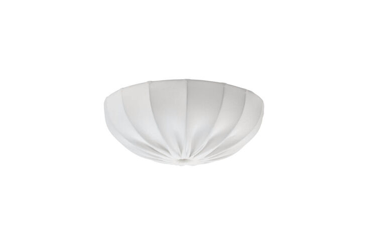IKEA Regnskur Ceiling Lamp with a white gathered fabric shade.