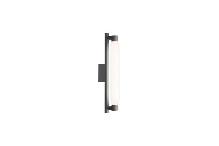 A Le Corbusier-designed Nemo La Roche wall sconce in matte grey.