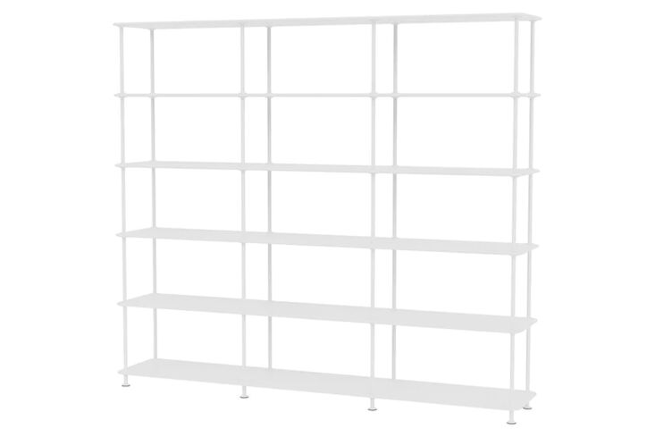 The Montana Møbler Large Shelf acting as a room divider in a blue finish.