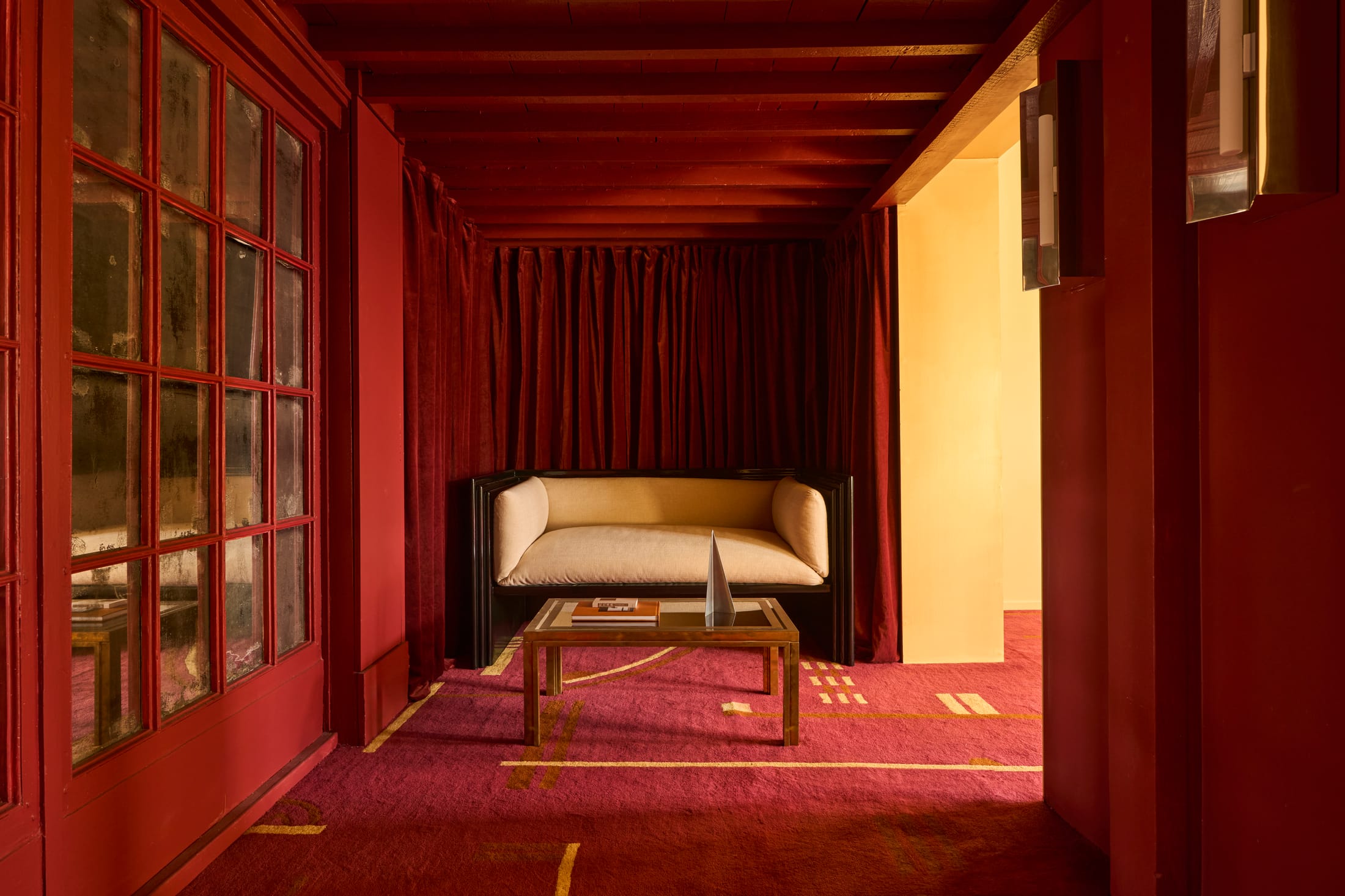 Detail shot of a sustainably sourced wooden table and chairs with minimalist design.