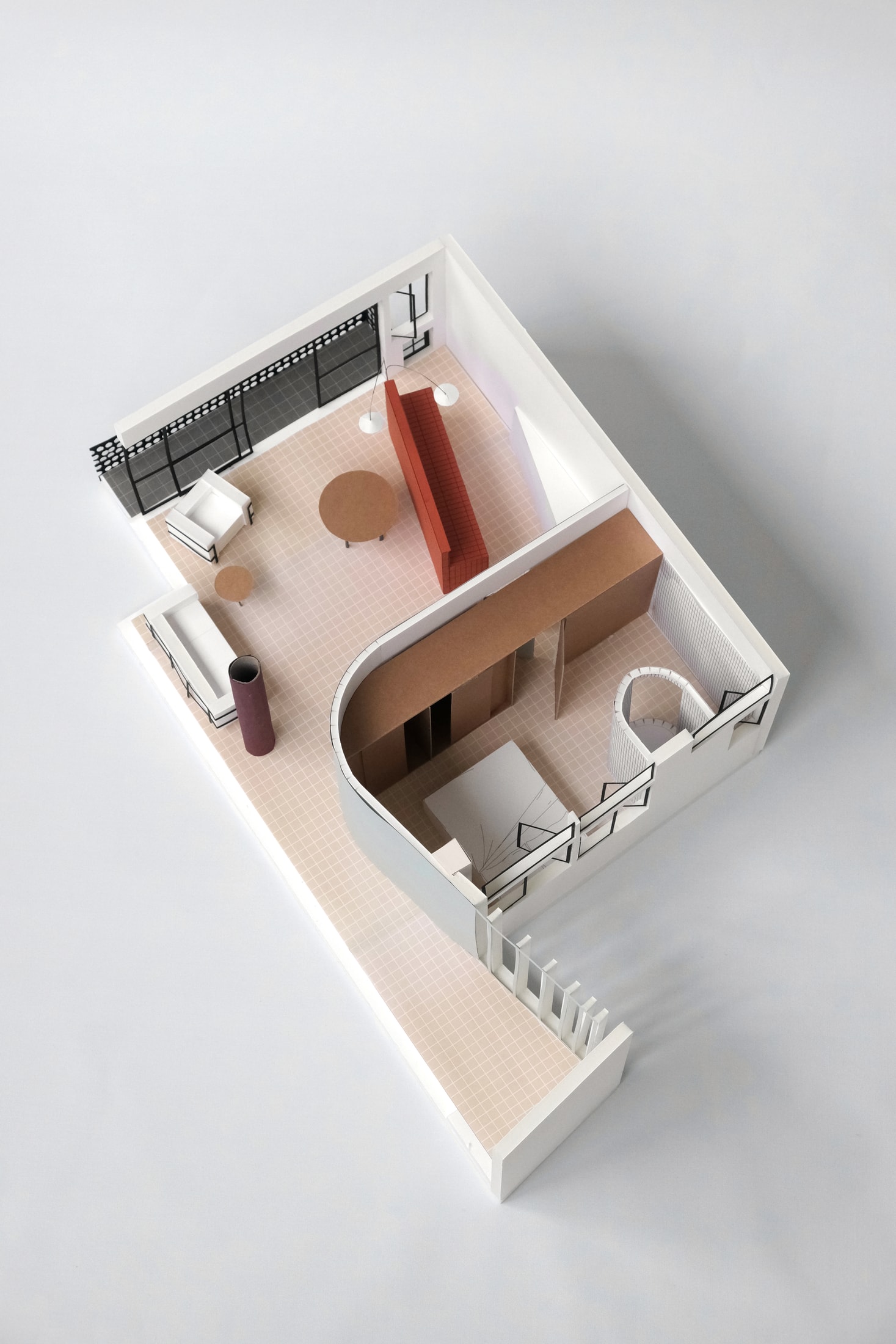 A physical scale model of the Molitor apartment restoration.
