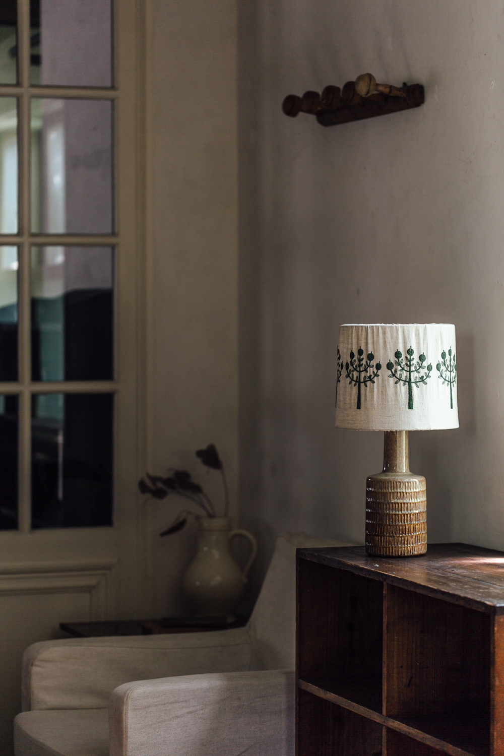 The Tone table lamp featuring a patterned shade from the Minä Perhonen collaboration.