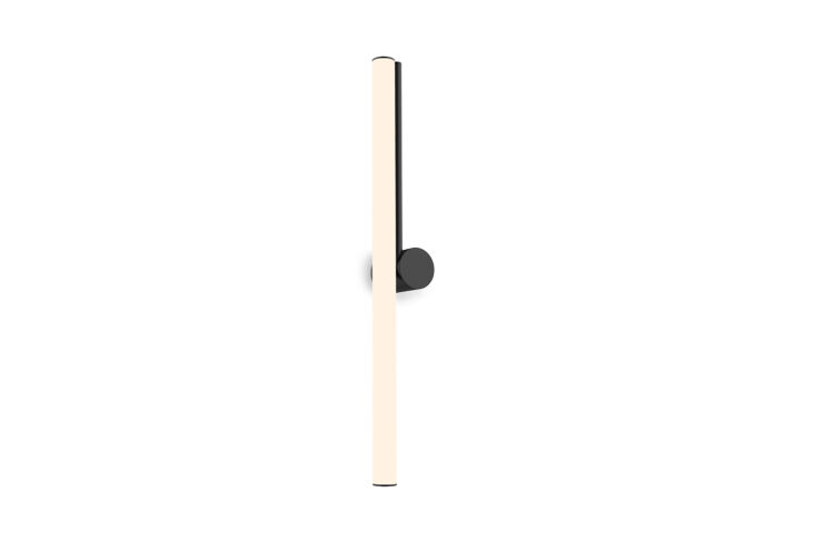 A sleek black Marset Ambrosia linear wall lamp with a minimalist architectural design.