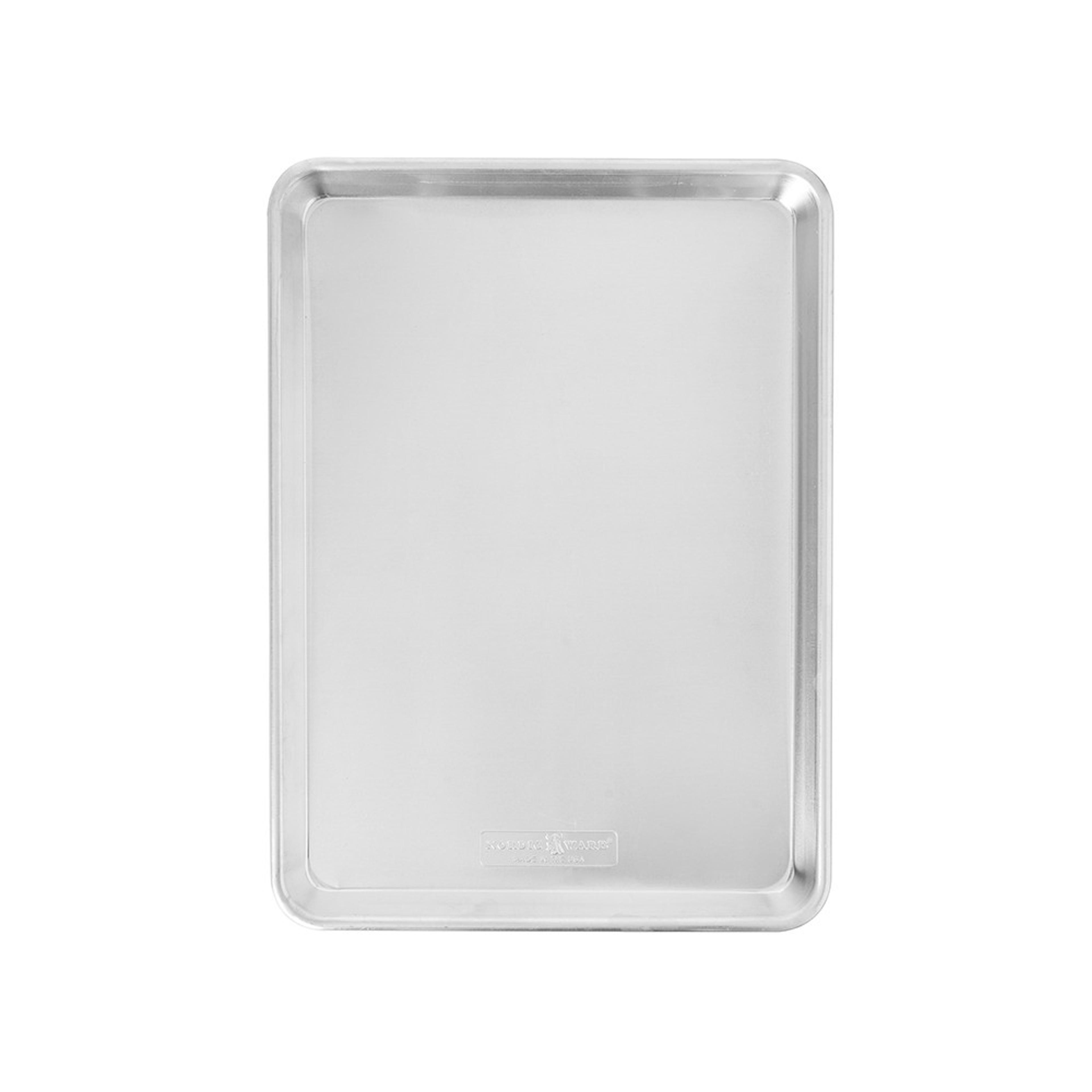 A single aluminum Nordic Ware half-sheet pan shown from a top-down perspective.