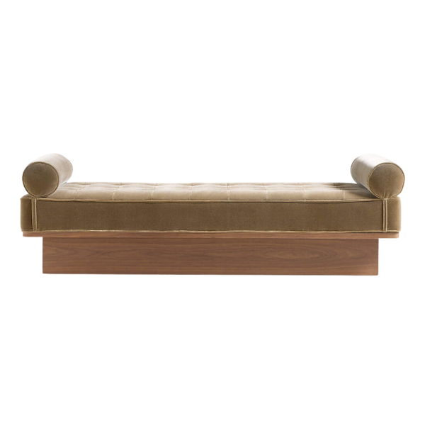 A sleek, low-profile daybed with thin legs and a minimalist frame.