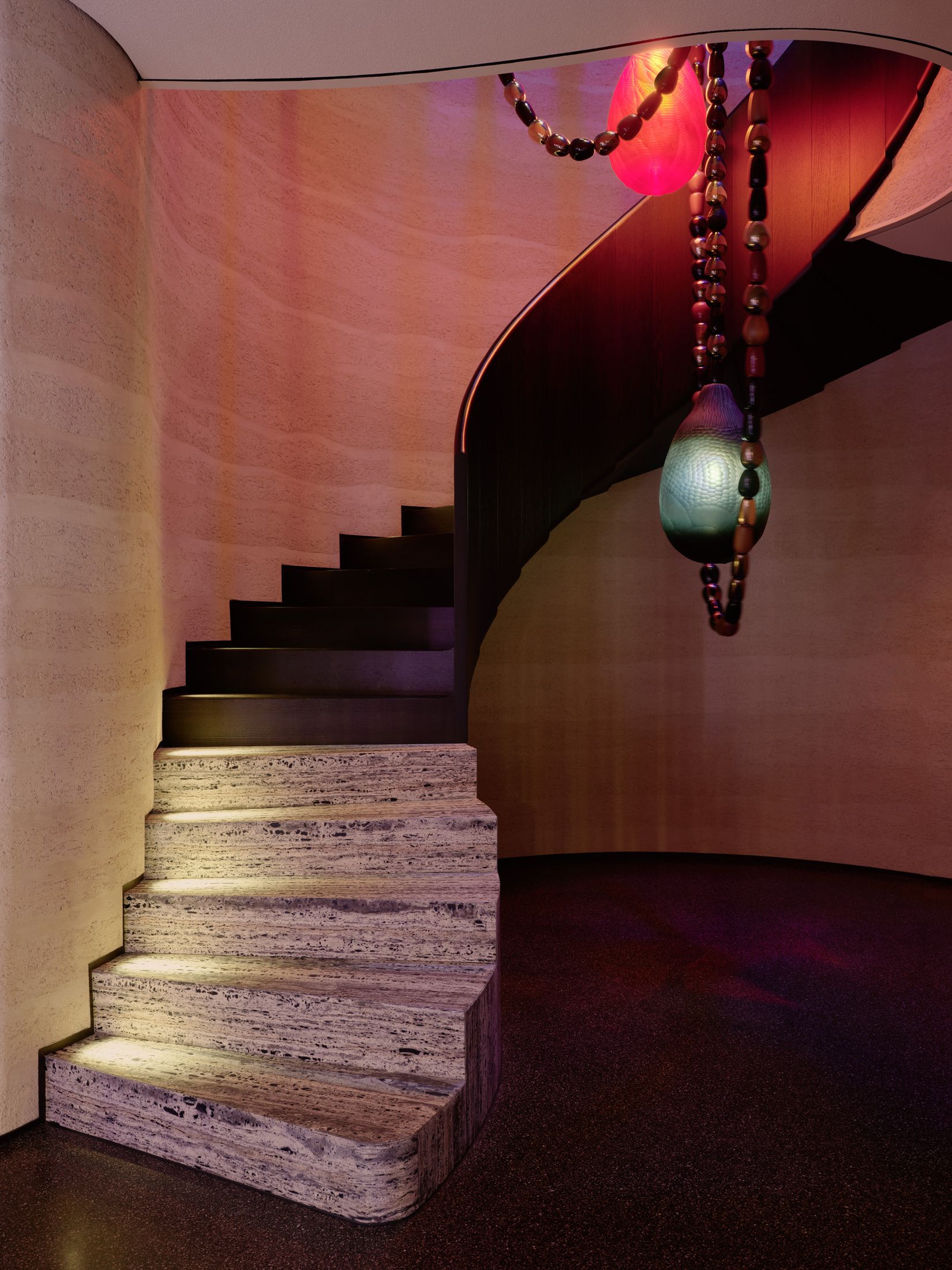 Wide view of the nightclub seating and lighting at Chalet African Gstaad.