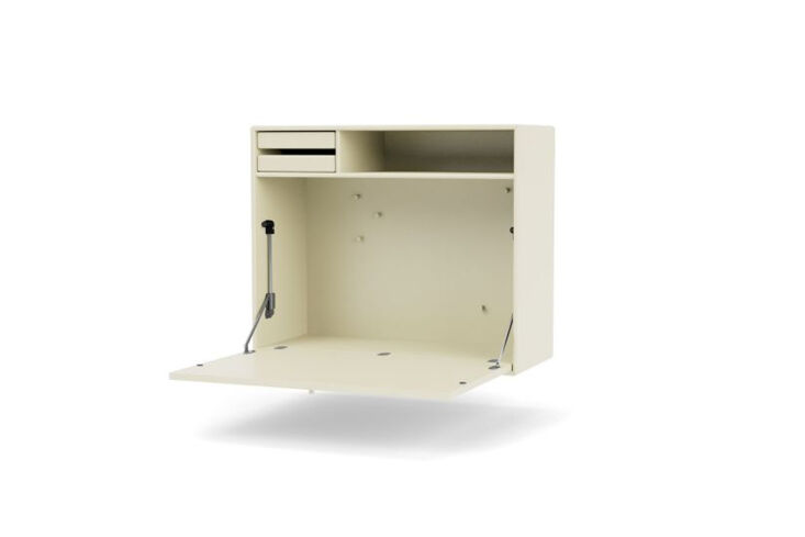 A minimalist, colorful wall-mounted secretary desk from Montana Studio.