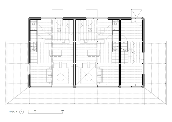 Floor plan diagram of the ground floor showing the rental units and the fashion workshop.