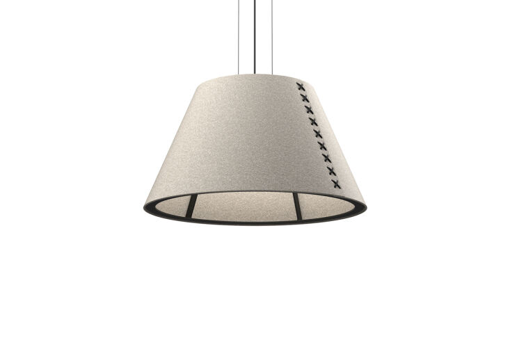 A bell-shaped felt pendant light in a soft grey tone.