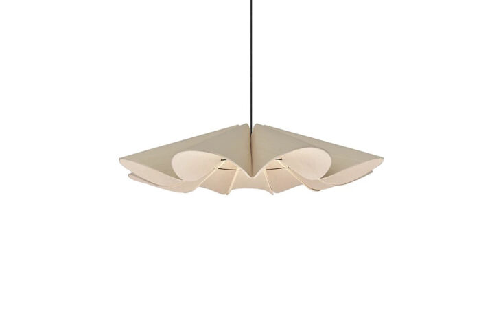 A large 40-inch wide ash grey wool pendant light named Delfina.