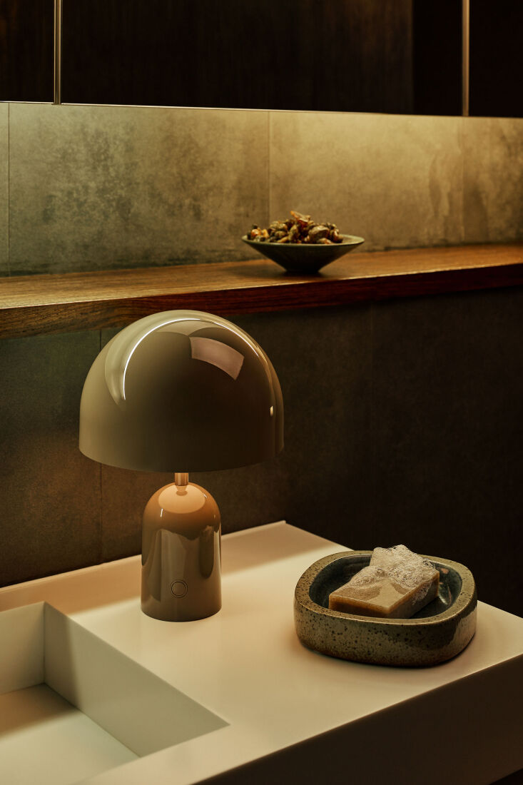 Tom Dixon Bell Portable Lamp in a high-gloss chrome finish.