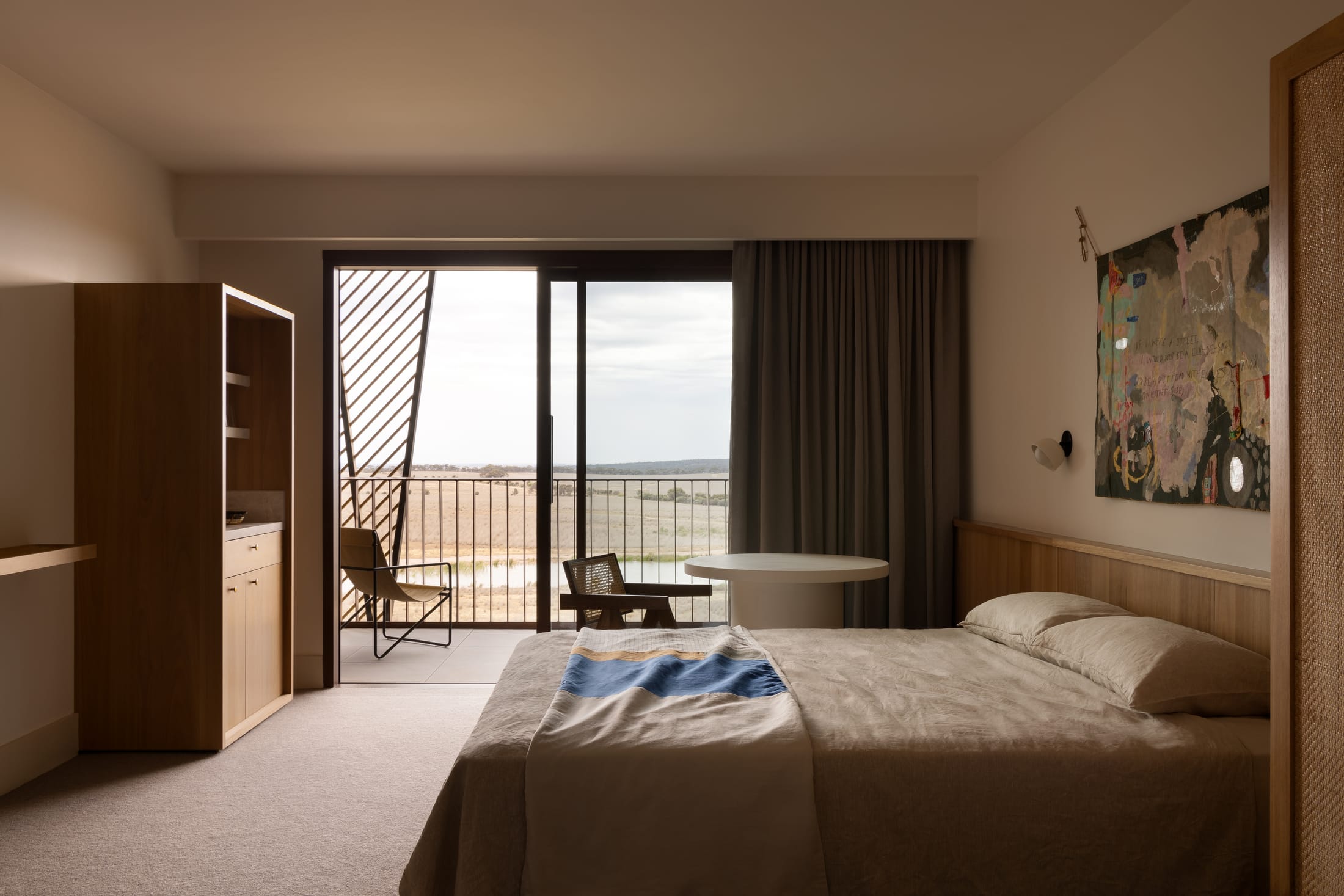 Close-up of bespoke furniture and artwork by local South Australian makers.