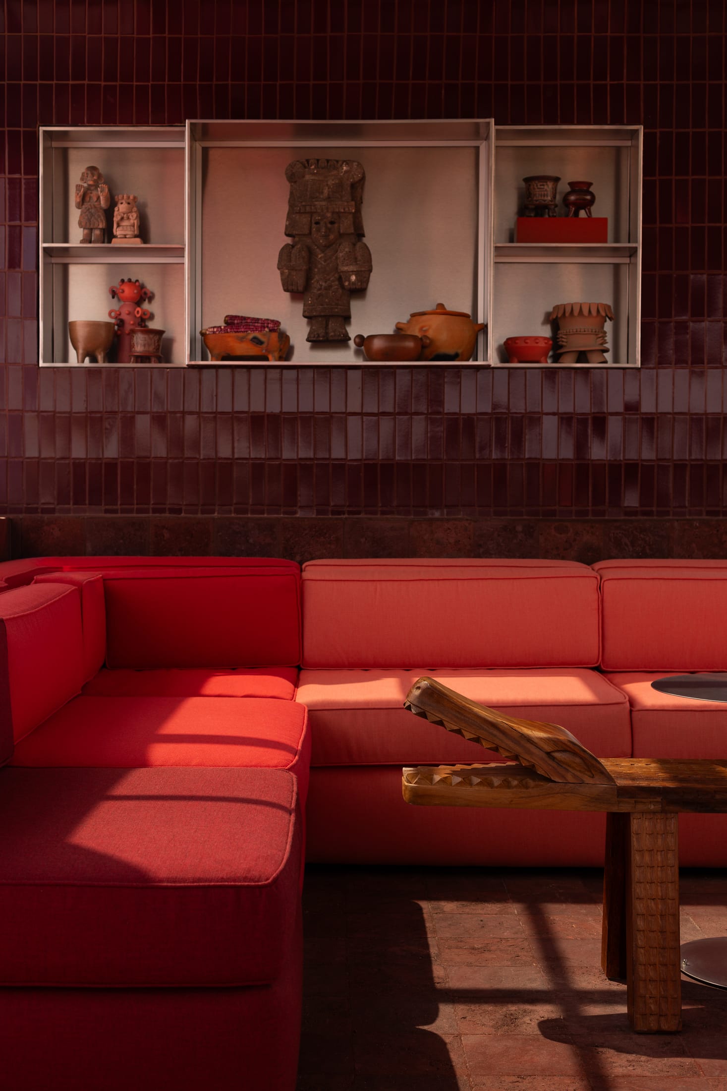 Sculptural custom seating inspired by the primordial creature Cipactli.
