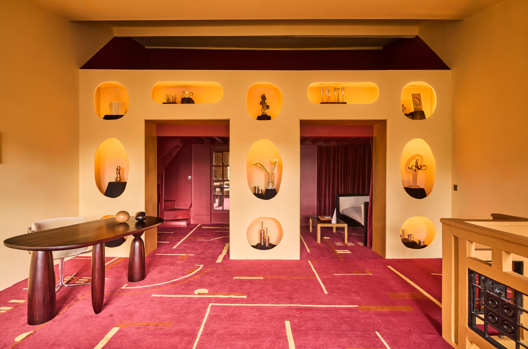 Close-up of natural wood surfaces and tactile textures in a sunlit office corner.